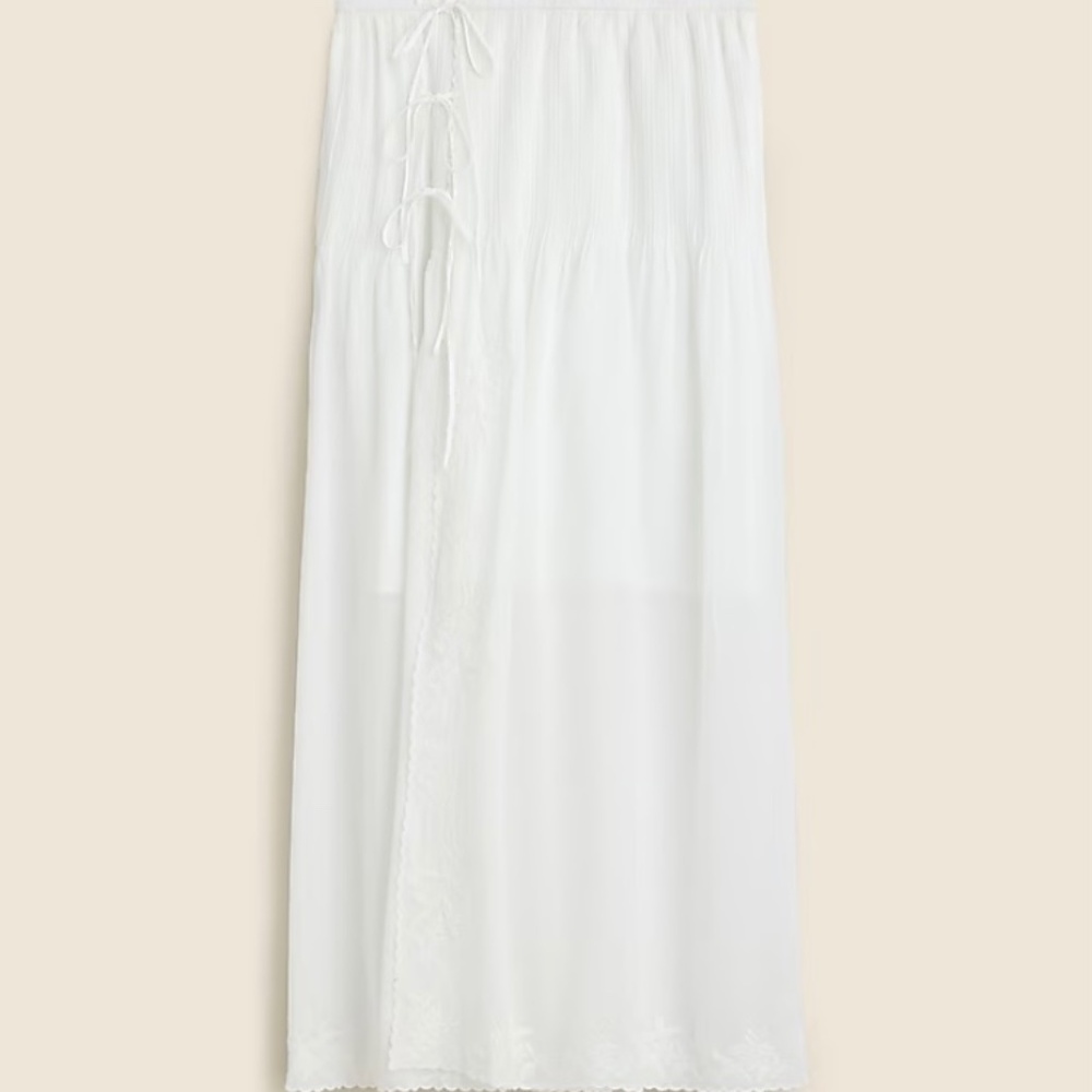 NWT J. Crew Embroidered side-tie skirt in cotton voile
